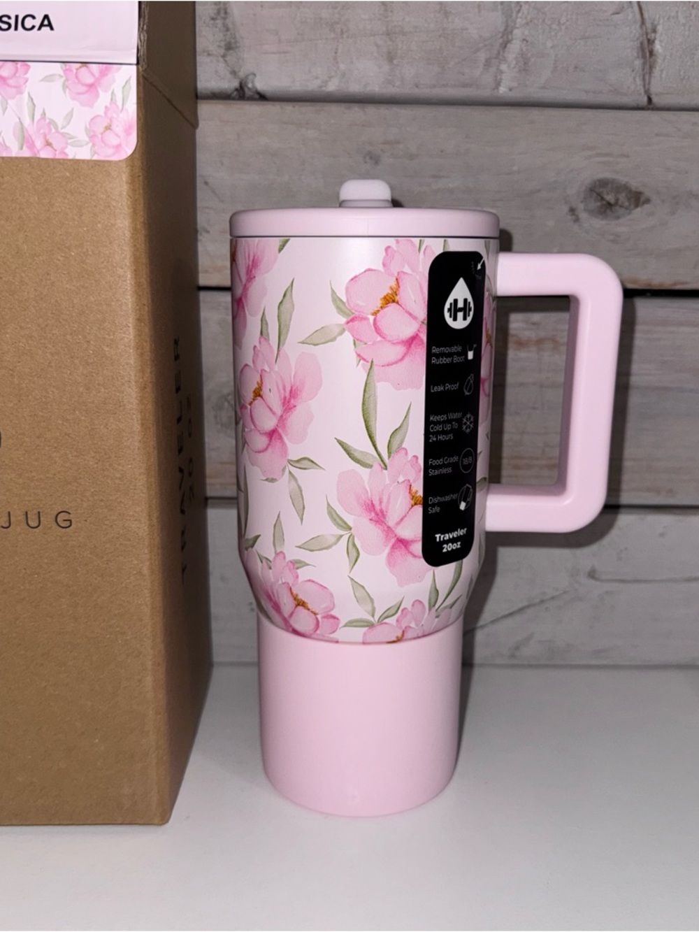 HydroJug x Jane 20oz Coffee Traveler Limited Edition Pink Floral JESSICA BNIB